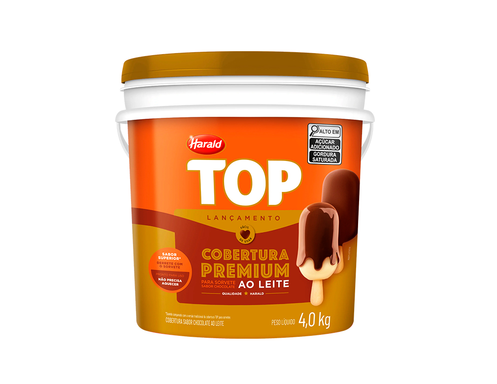 CHOCOLATE COBERTURA PREMIUM AO LEITE TOP HARALD 4 KG (CX 4 BD)